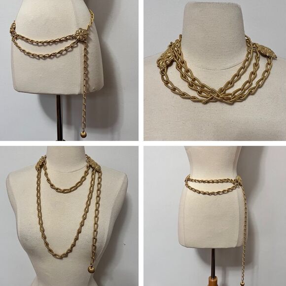 Groovy Vintage 1970s Multi Strand Curb Link Chain Layer Belt / Necklace - Picture 2 of 8